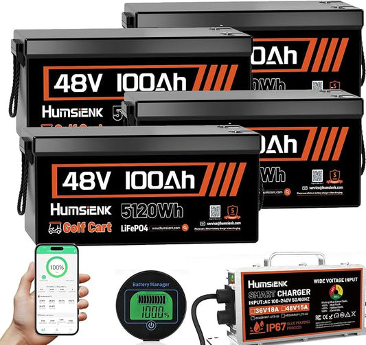 4PCS 48 Volt Lithium Battery for Golf Cart by HumsiENK
