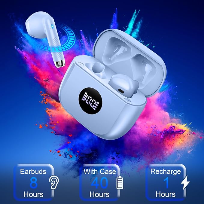 Wireless Earbuds, 40H Playback Mini Case IP7 Waterproof Sports Earphones - Image 7
