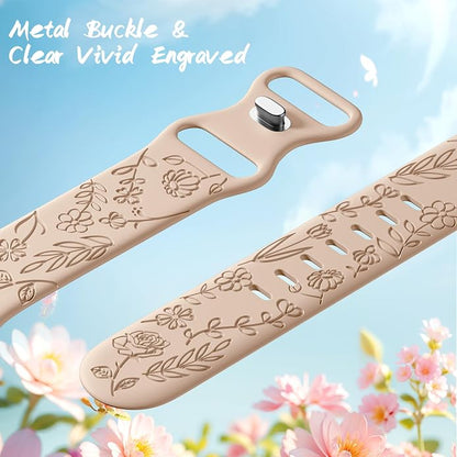 SNBLK 6 Pack Floral Engraved Bands Compatible - Image 3