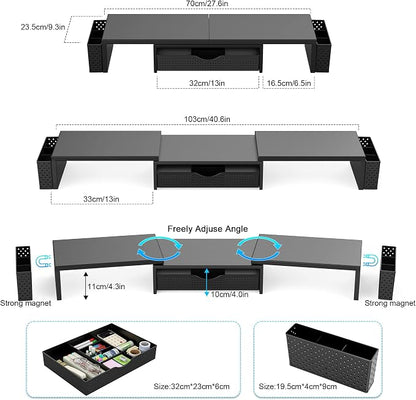 Spacrea Metal Desk Organizers and Accessories, Dual Monitor Stand Riser - Image 3