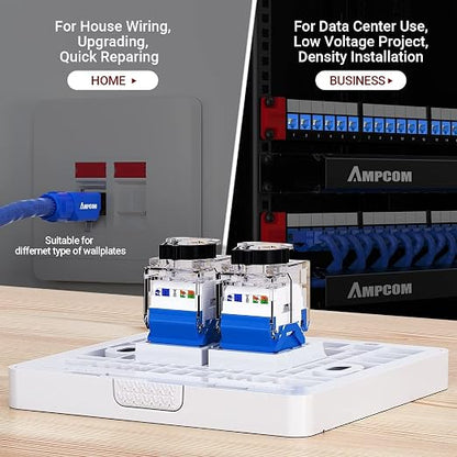 AMPCOM CAT6A UTP RJ45 Keystone Jack 50u Gold Plating Reusable Ethernet Wall Jack - Image 5