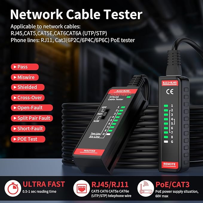 Network Ethernet Cable Tester for RJ11 RJ45 CAT5 CAT5E CAT6 CAT6A CAT7 - Image 4