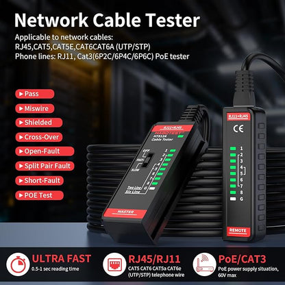 Network Ethernet Cable Tester for RJ11 RJ45 CAT5 CAT5E CAT6 CAT6A CAT7 - Image 4
