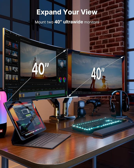 HUANUO Dual Monitor Stand for 13 to 40 inch, Premium Dual Monitor Mount - Image 2