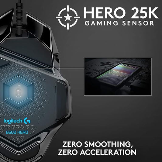 Logitech G502 HERO High Performance Wired Gaming Mouse, HERO 25K Sensor - Image 2