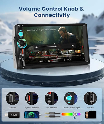 2 DIN Car Stereo Wireless Carplay&Android Auto, USB-C Head Unit 7” Touch Screen - Image 4