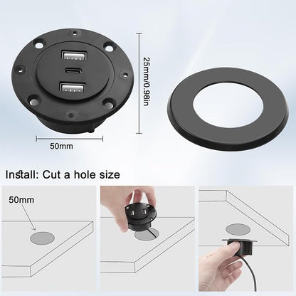 MEIRIYFA 3-in-1 Desktop Power Embedded Charger USB/Type C Desktop Station - Image 5