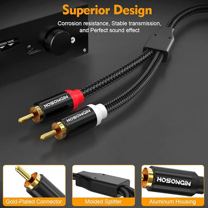 HOSONGIN RCA Cables 8FT 2 Pack, 2-Male to 2-Male RCA Audio Stereo Subwoofer - Image 5