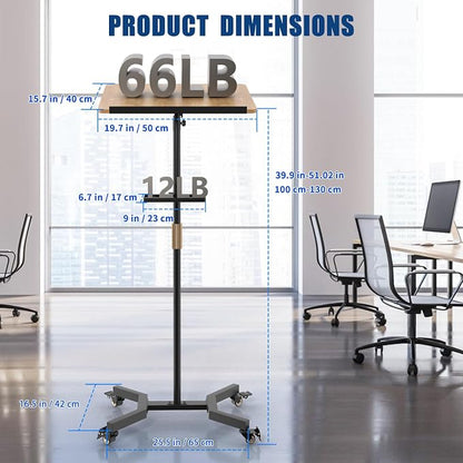 Lectern Podium Stand with Storage Platform, Height Adjustable Mobile Steady - Image 2