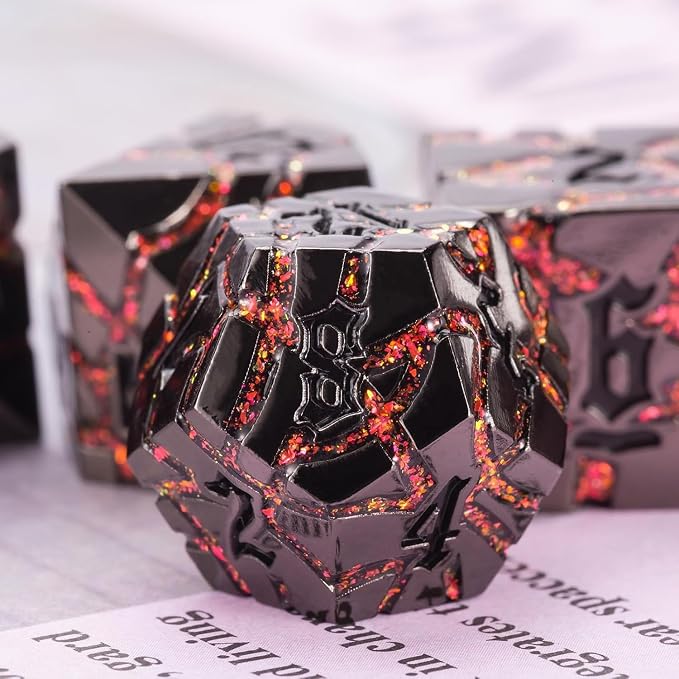 Crack Glitter Metal Dice, RPG Polyhedral Stripe Dice - Image 4