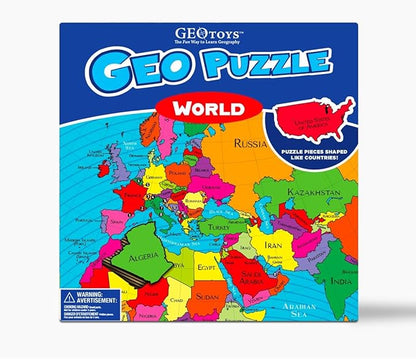 GeoToys GeoPuzzle, World Shaped Jigsaw Puzzles, Geography Game & Map Puzzle - Image 2