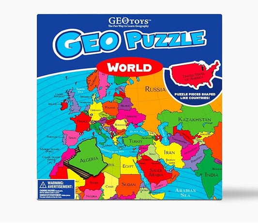 GeoToys GeoPuzzle, World Shaped Jigsaw Puzzles, Geography Game & Map Puzzle - Image 2