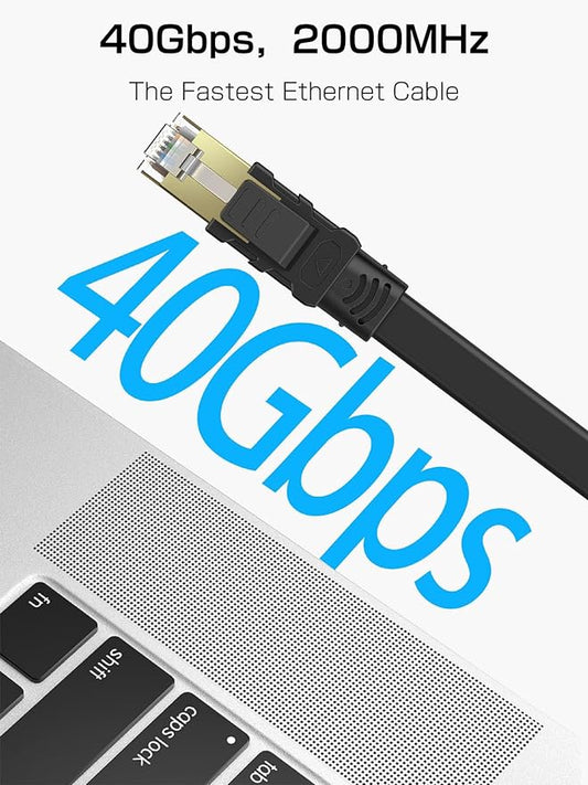 Senetem Cat 8 Ethernet Cable 30FT, High Speed 40Gbps 2000Mhz Flat Internet - Image 2