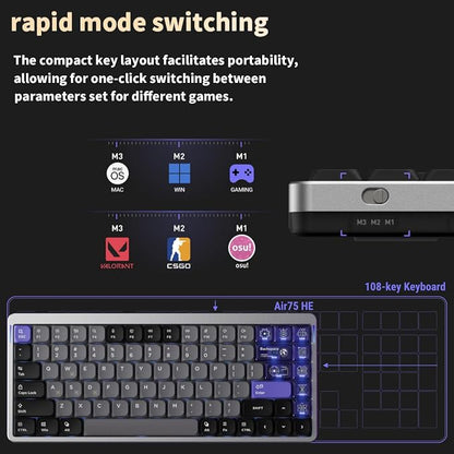 nuphy Air75 HE Rapid Trigger Wired Custom Magnetic Gaming Keyboard, RGB HotSwap - Image 4
