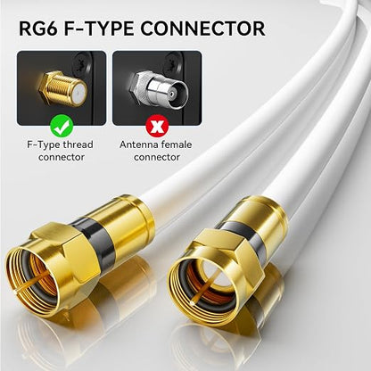 RG6 Coaxial Cable, 3FT 6FT 10FT 15FT 25FT 50FT 100FT Coax Cable Cord - Image 2