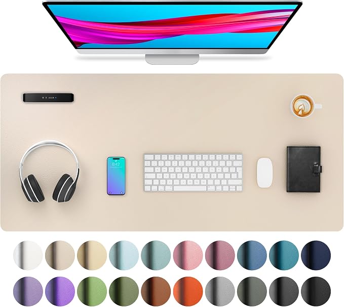 Aothia Leather Desk Pad Protector, Mouse Pad, Office Desk Mat, Non-Slip PU by Aothia