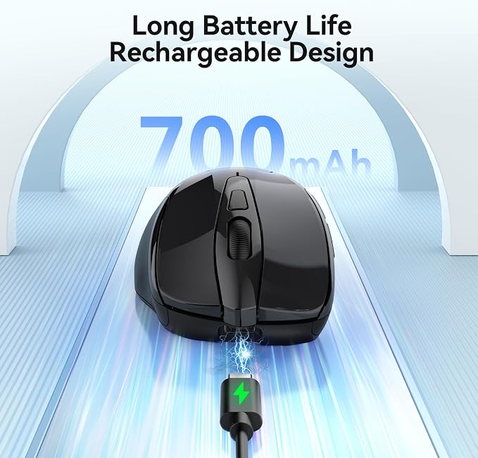 TECKNET Rechargeable Jiggler Wireless Mouse 4800 DPI Silent USB A & Bluetooth - Image 5