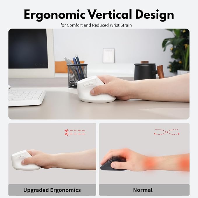 Vertical Wireless Mouse, Rechargeable Mouse - Image 3