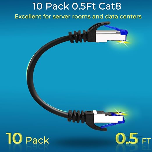 Rapink Patch Cables Cat8 0.5ft Slim, Cat 8 Ethernet Patch Cable 40G Support - Image 2