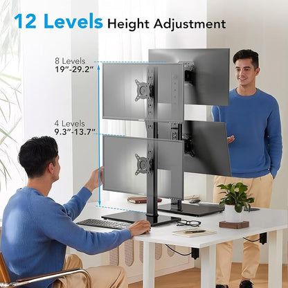 AX WABER Dual Monitor Stand Vertical Stack Screen Free-Standing Desk Mount Arm - Image 3