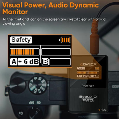 COMICA BoomX-D1 PRO Wireless Lavalier Microphone, 16GB Storage, Safety Audio - Image 6