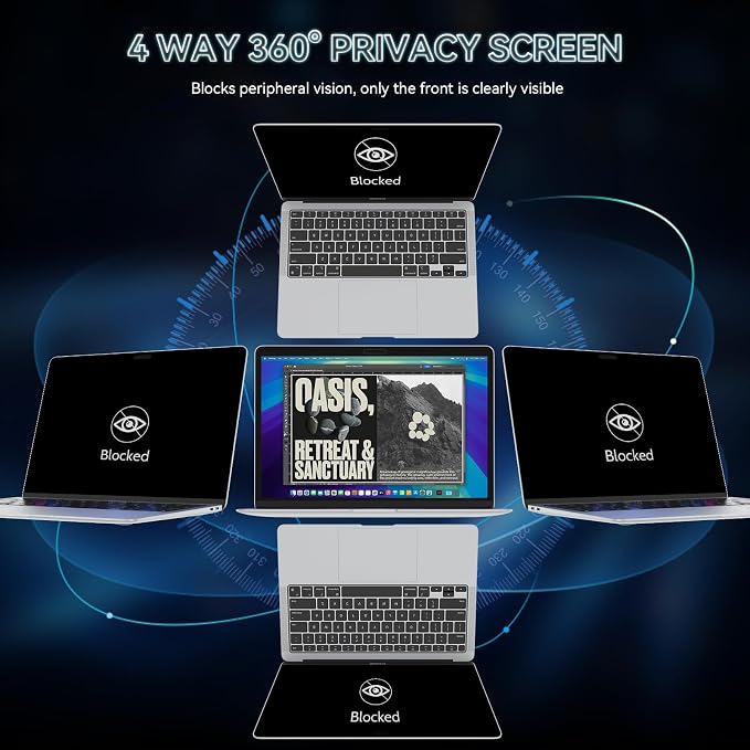 360° Privacy Screen for MacBook Pro 13 Inch/MacBook Air 13 in, 4 Way Privacy - Image 2