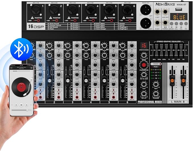 Professional Audio Mixer, 6 Channel Audio Interface Sound Board Mixing Console by PROFESSIONALAUDIOEQUIPMENT