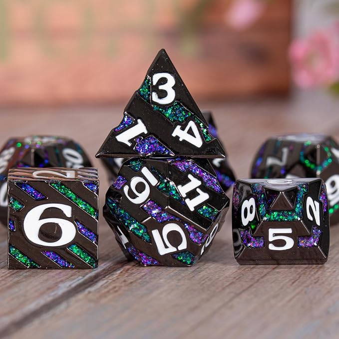 Dungeons and Dragons Dice, Metallic Stripes Dice - Image 4