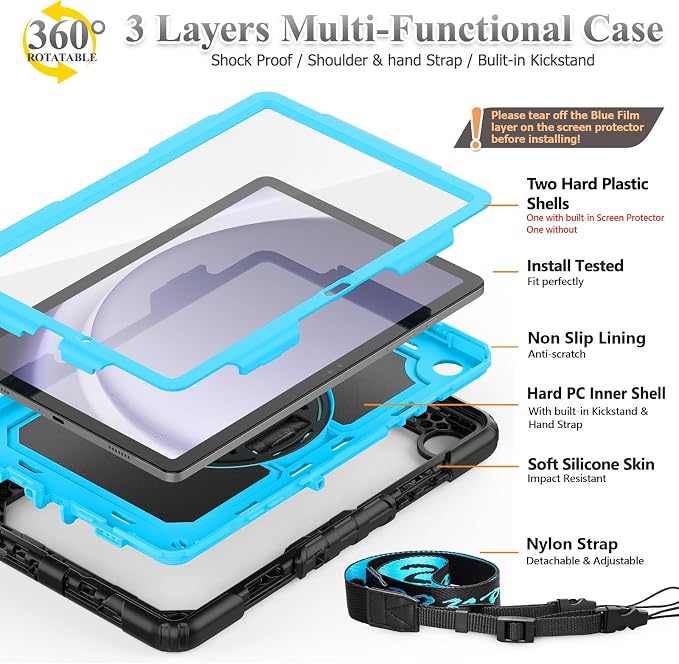 SEYMAC stock Case for Samsung Galaxy Tab A9+ Plus 11'', Full-Body Drop - Image 7