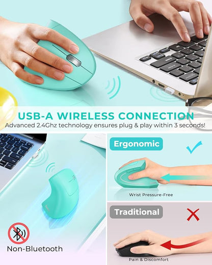 Lekvey Ergonomic Mouse, Vertical Wireless Mouse Rechargeable 2.4 GHz Optical - Image 3