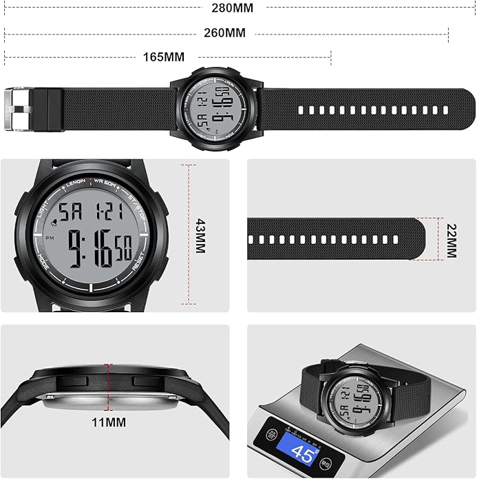 HANPOSH Mens Digital Watch Ultra Thin Minimalist Sports Waterproof Outdoor LED - Image 6