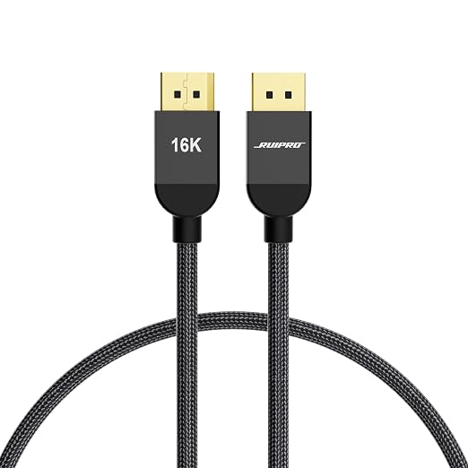 RUIPRO DisplayPort Cable 2.1 10ft, 80Gbps UHBR20 16K@60Hz, 4K@240Hz 165Hz 144Hz by RUIPRO-ProfessionalQualityVideoandAudioYouCanSeeandHear