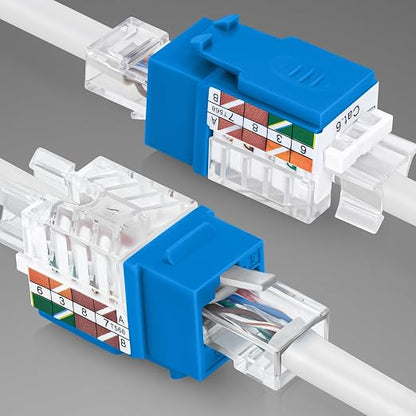 Everest 45° Angled RJ45 Cat6 Keystone Jacks 50-Pack in Blue - Image 8