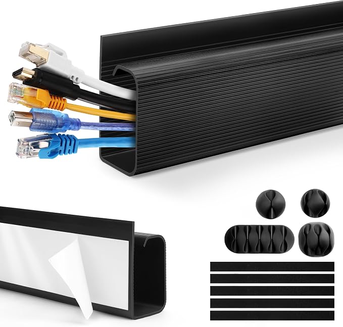 Cable Management Under Desk 31.5in J Channel, ZhiYo Cord Organizer by ZhiYo