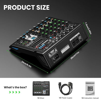 6 Channel Audio Interface Dj Mixer Soundboard Console 99 Dsp Reverb Delay - Image 7