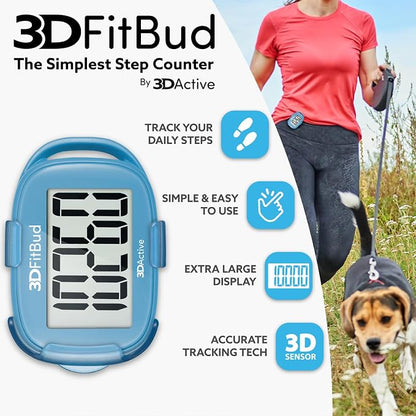 3DActive 3DFitBud Simple Step Counter Walking 3D Pedometer - Image 2