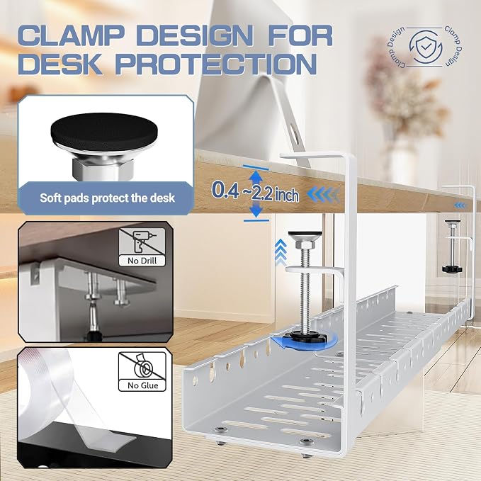 Shikha Under Desk Cable Tray, 15.7"-30.7" Retractable Under Desk Cable - Image 6