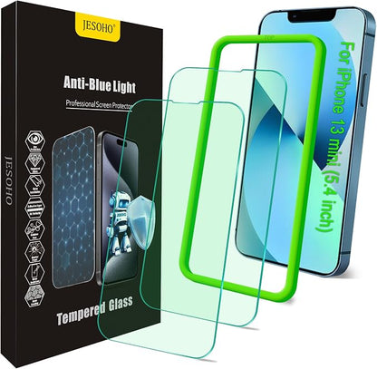 Blue Light Screen Protector for iPhone 13 mini, Eye Protection, Tempered Glass by JESOHO