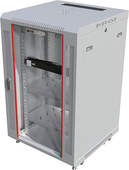 18U Wall Mount Server Rack Cabinet 24” Deep, 19” Network & AV Enclosure by SYSRACKS
