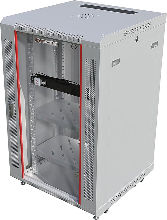 18U Wall Mount Server Rack Cabinet 24” Deep, 19” Network & AV Enclosure by SYSRACKS