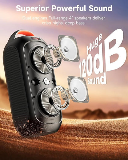 Wireless TWS Portable Bluetooth Speaker, Beat-Driven Lights, 120dB Loud Stereo - Image 2