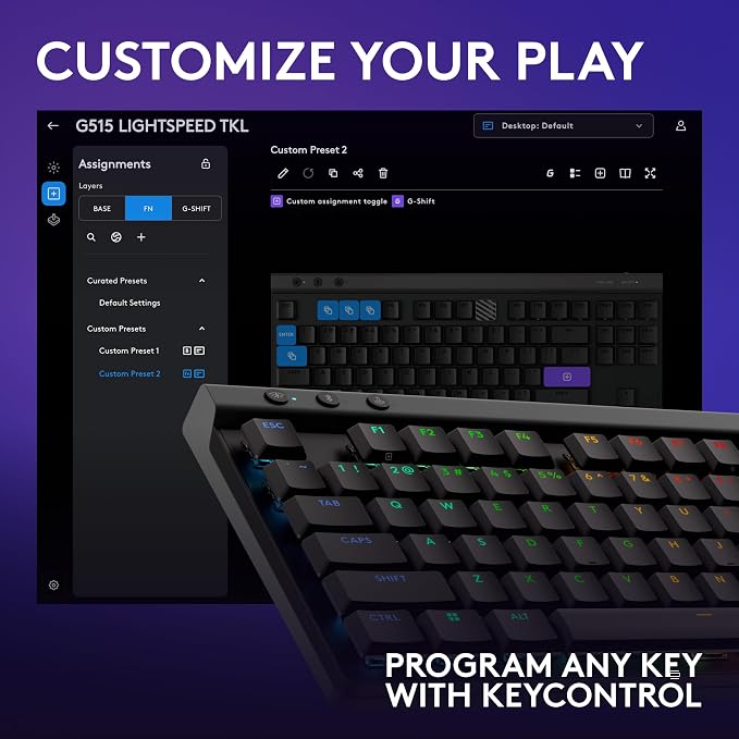 Logitech G515 Lightspeed TKL Low Profile Wireless Gaming Keyboard, LIGHTSYNC RGB - Image 7