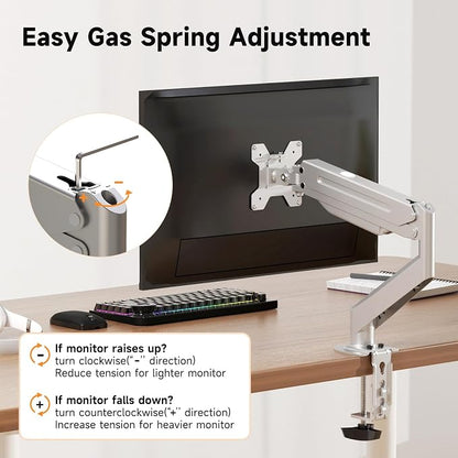 Suptek Single Monitor Mount Stand, Gas Spring Monitor Arm Desk Mount Fully - Image 6