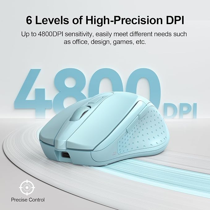 TECKNET Wireless Mouse Rechargeable 4800 DPI Silent USB A & Bluetooth Mouse 6 - Image 5
