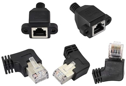 90 Degree Cat 6 Ethernet Cable Right Bend Angle RJ45 Male to Female Shielded - Image 3
