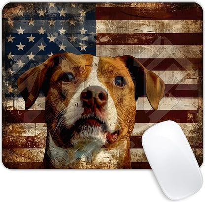 Square Mouse Pad National Flag and Cute Smiling Dog-4, Gaming Mouse Pads by Goodsprout