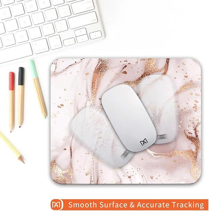 Square Mouse Pad Rose Gold Marble, Personalized Premium-Textured Custom Mouse - Image 4