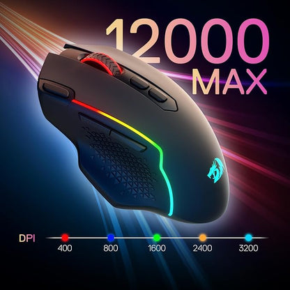 Redragon M810 MAX 3-Mode Wireless Gaming Mouse, 12000 DPI Wired/Wireless RGB - Image 7