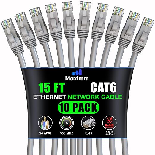 Maximm Cat 6 Ethernet Cable 15 ft by MaximmCable