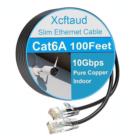 Cat 6 Patch Cable 100 feet, Slim Cat6a Ethernet Cable 10Gbps 550Mhz, UTP Pure by Unknown